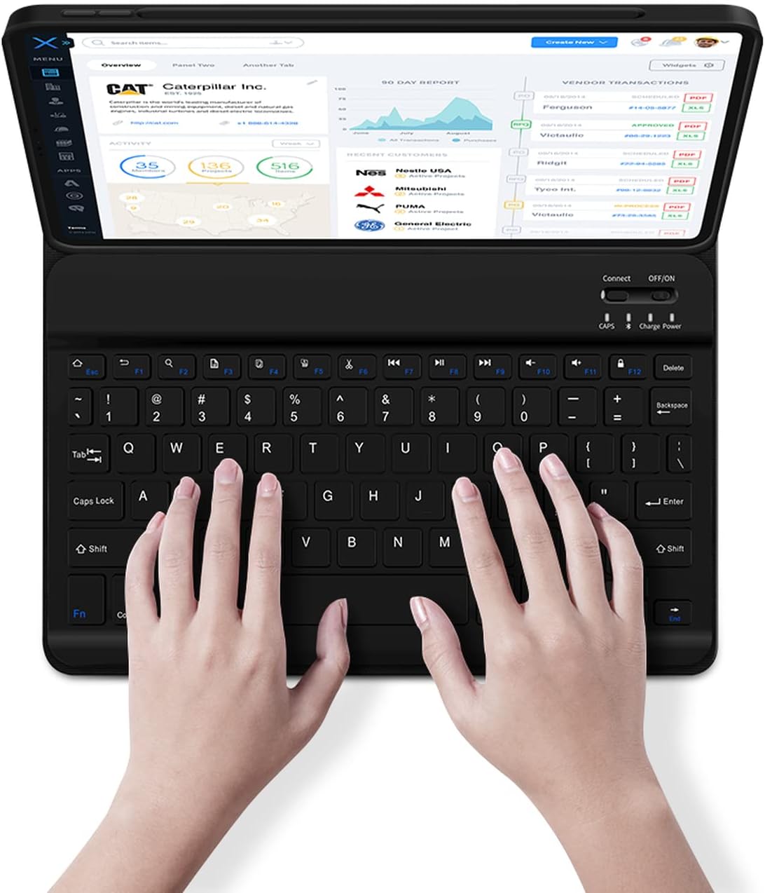 Premium Leather Case with Wireless Keyboard (English/Arabic)
